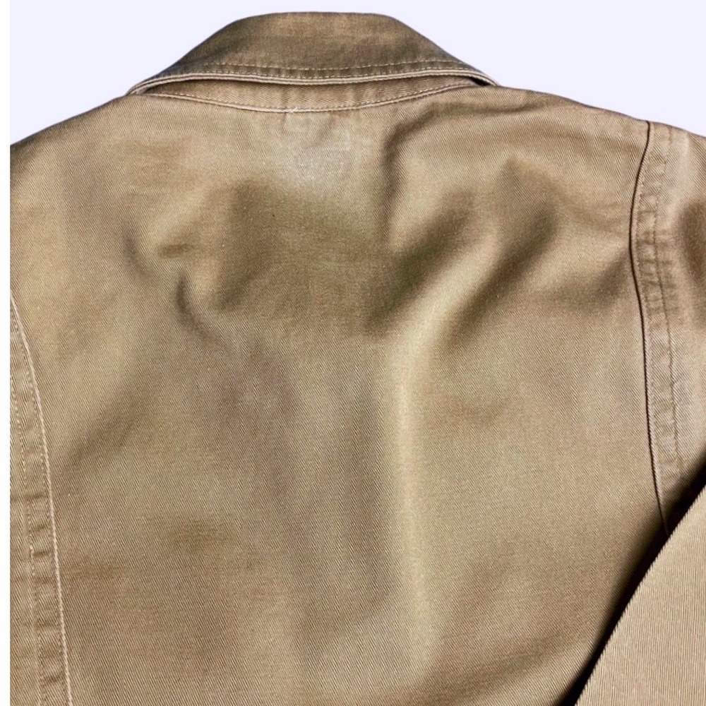 Lauren Ralph Lauren Women Tan Trucker Jacket Button Collared Cotton Size M FLAW - Picture 7 of 7